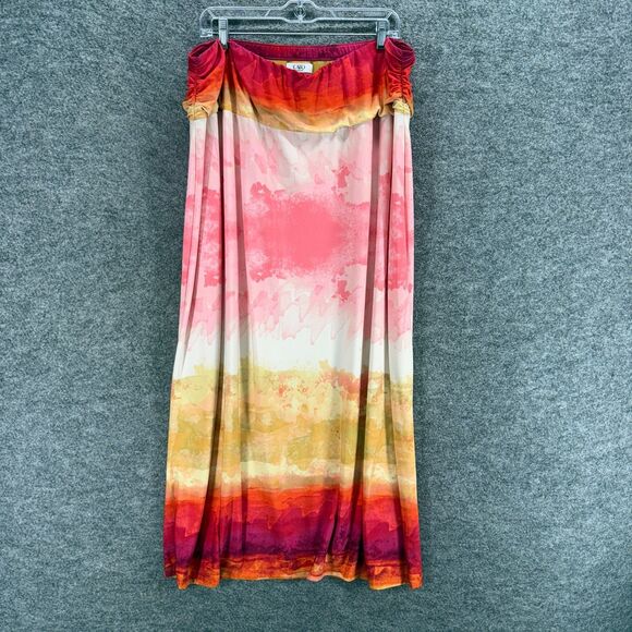 Cato Skirt Women 22/24W Plus Pink Striped Maxi Long High Rise Pull On Casual - Picture 1 of 7